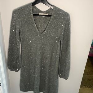 Long sleeve sparkle sweater dress
